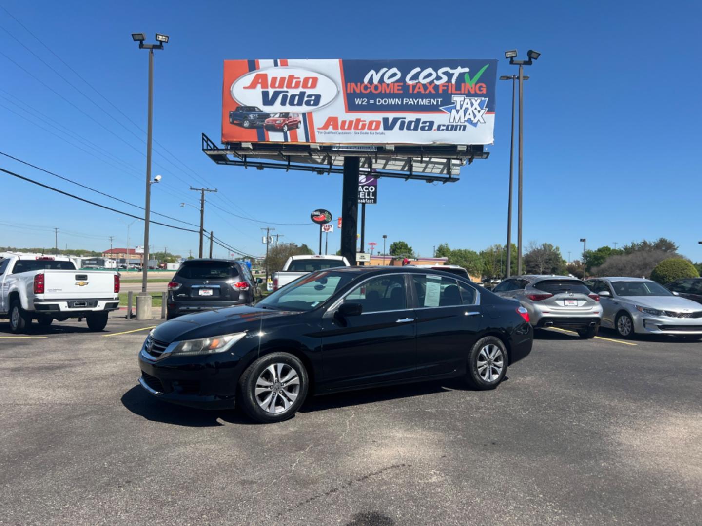 2014 BLACK Honda Accord LX Sedan CVT (1HGCR2F33EA) with an 2.4L L4 DOHC 16V engine, Continuously Variable Transmission transmission, located at 420 I-35E, Lancaster, TX, 75146, (469) 297-4144, 32.593929, -96.823685 - Photo#0